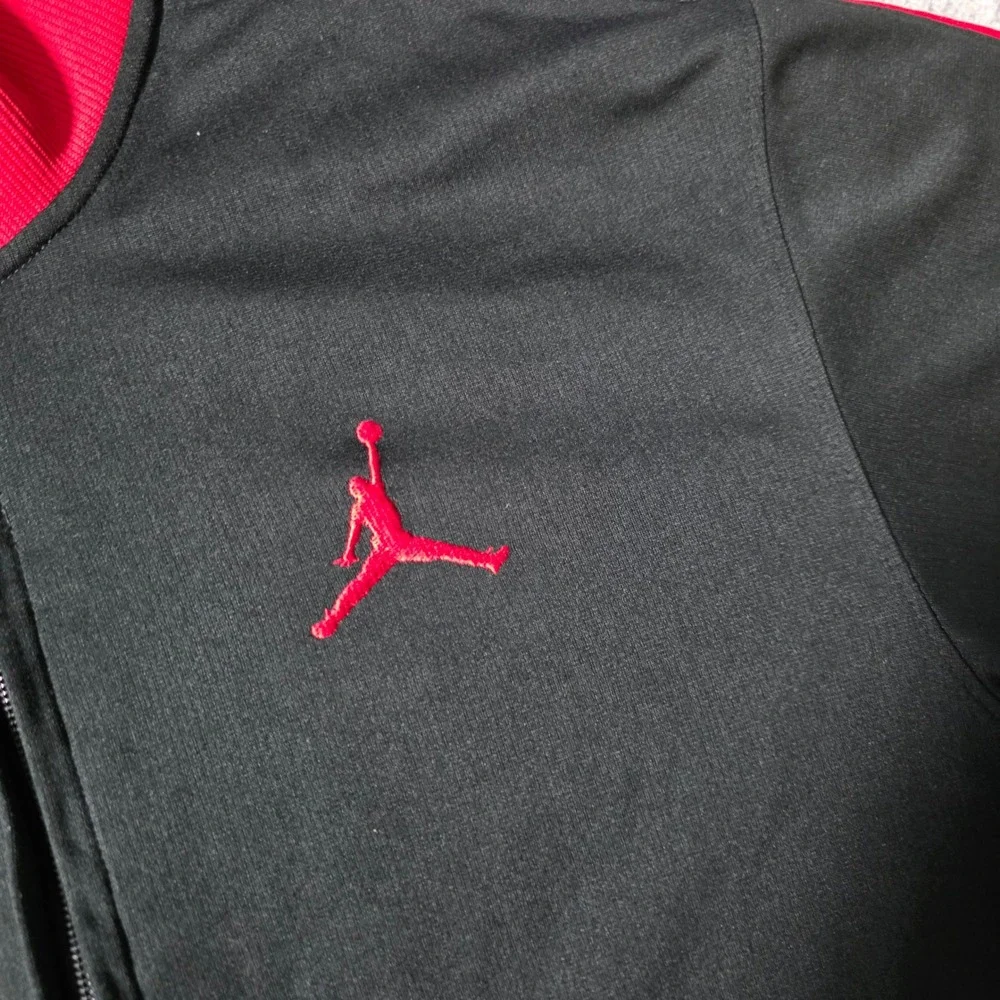 Jordan Mens Medium Track Jacket Black Red Full Zip Jumpman Piping Athletic